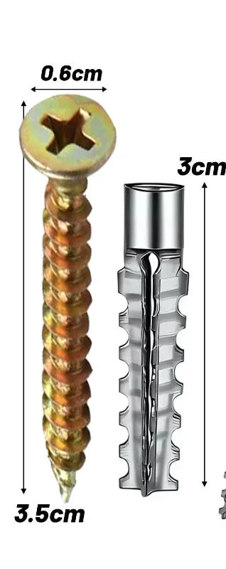 Hollow Wall Expansion Screw Kit - Metal Anchors with Self Tapping Screws for 6/8mm Pipe Drilling & Fastening