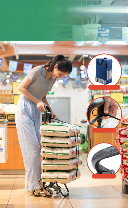 Lightweight Folding Grocery Shopping Trolley – Hand-Pull Cart for Household & Outdoor Travel