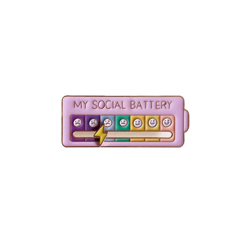 Mood Conversion Energy Brooch – My Social Battery Expression Pin for Men & Women, Clothing Badge