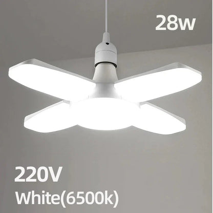 E27 Foldable LED Fan Bulb - 40 LED 110V/220V High Brightness Ceiling Light for Home Garage Warehouse