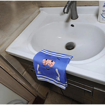 Cartoon Expression Soft Towel | Quick-Drying, Double-Sided Velvet Absorbent Bath & Face Towel for Children