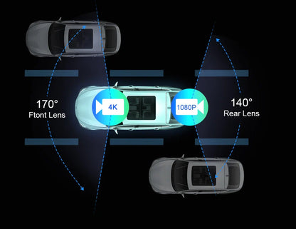 10/11.26" 4K Dash Cam — Dual-Lens Car DVR with Wireless CarPlay, Android Auto, GPS, WiFi, FM & AUX Video Recorder