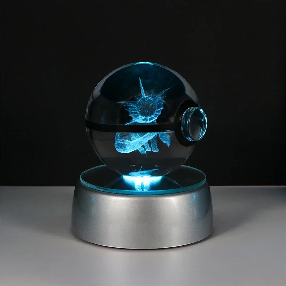 Pokemon Crystal Ball Night Light – Pikachu, Gengar, Eevee, Mewtwo & Lucario LED Pokeball, Kids Birthday Gift & Home Decor