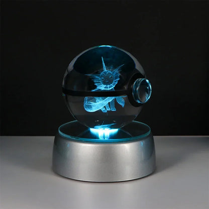 Pokemon Crystal Ball Night Light – Pikachu, Gengar, Eevee, Mewtwo & Lucario LED Pokeball, Kids Birthday Gift & Home Decor