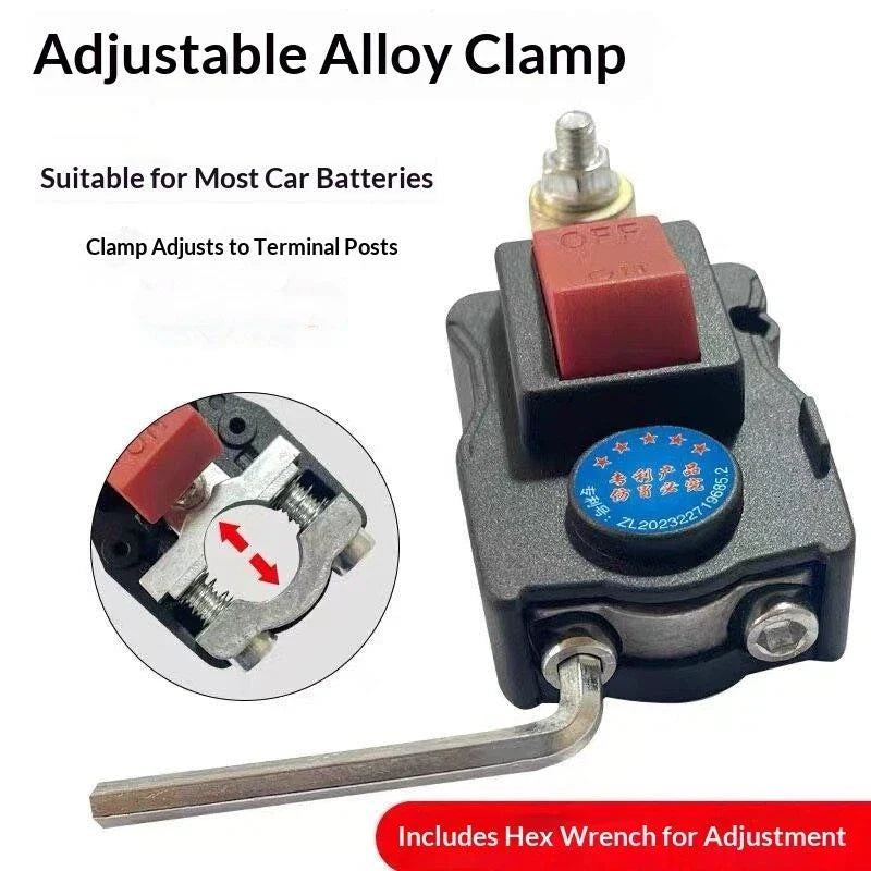 Car Battery Disconnect Switch - 12V/24V Heavy-Duty Master Power Cut-Off with Digital Voltage Display