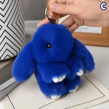 15cm Rabbit Fur Keychain – Fluffy Bunny Pendant for Women’s Bags, Car Keys & Decorative Accessories Gift