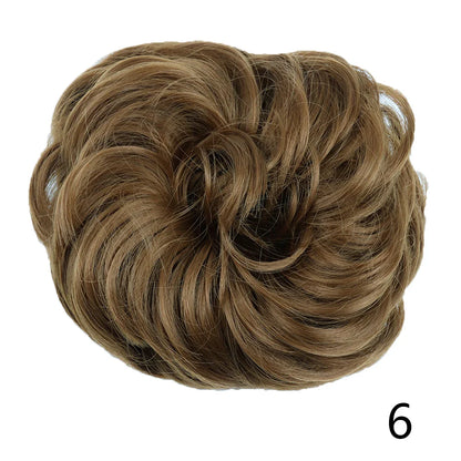 Synthetic Wavy Hair Bun Wig – Elastic Rubber Scrunchie Curly Ponytail Hair Extension for Ladies