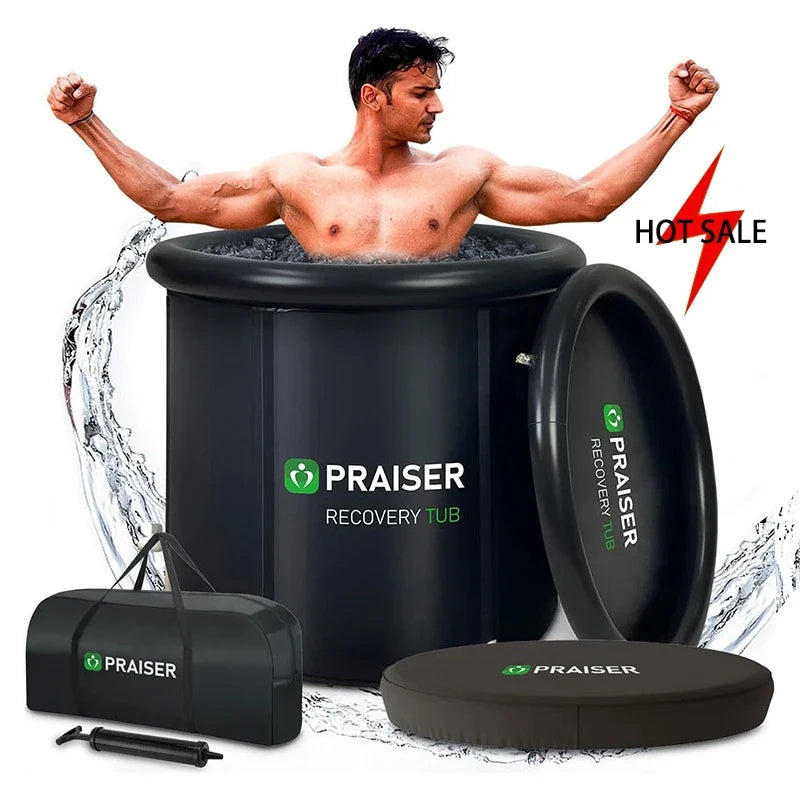 80cm Foldable Cold Plunge Tub - Portable Round Ice Bath & Outdoor Spa for Adults