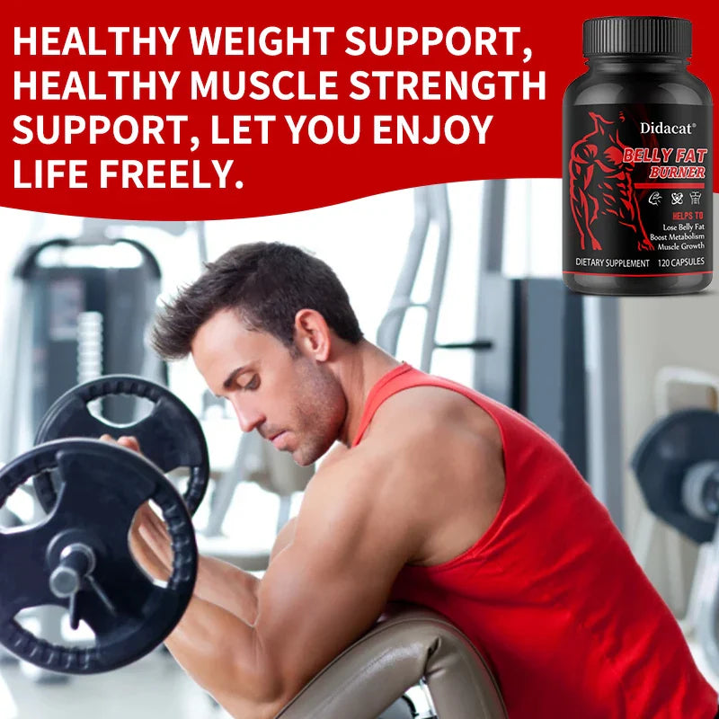 Men’s Belly Fat Burner Supplement – Caffeine-Free Metabolism Support for Fat Reduction, Muscle Definition & Ab Training Support