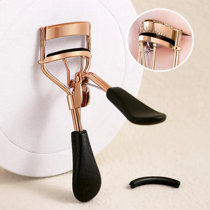 Portable Eyelash Curler - Stainless Steel Lash Curling Tool with 15 Silicone Pads