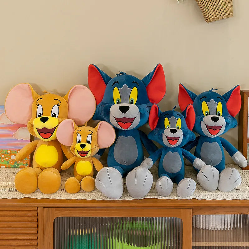 35/45/65cm Cute Cat & Mouse Plush Doll — Large Tom & Jerry Cartoon Stuffed Toy, Children's Soothing Companion Gift