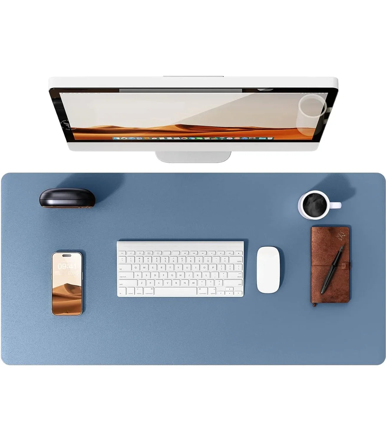 Large Leather Mouse Pad Desk Mat - Non-Slip PU Leather Office Desk Protector for Laptop & Workspace Setup