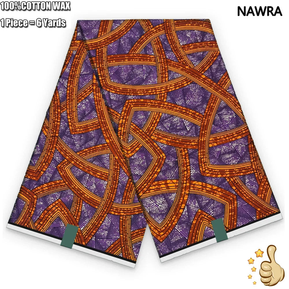 100% Cotton African Real Wax Fabric - Ankara Batik Pagne Sewing Material for Women's Dresses
