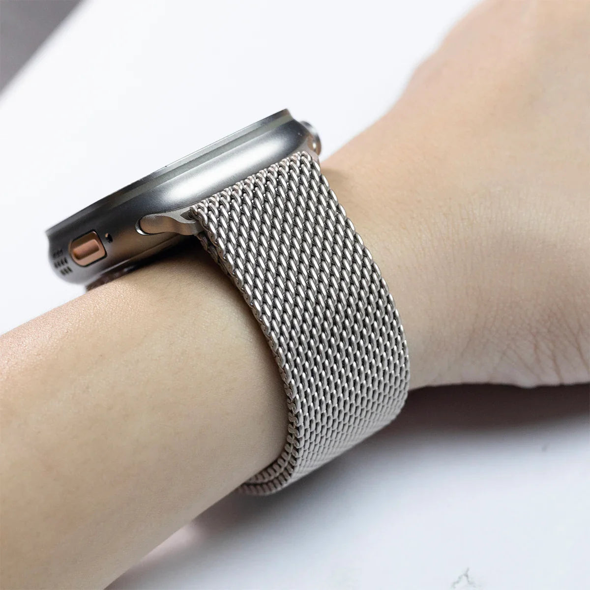 100% Titanium Milanese Loop Band for Apple Watch Ultra 2/1, Series 10–6, SE – iWatch Strap for 45mm 46mm 49mm Models