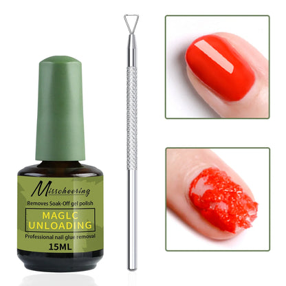Misscheering 15ml Magic Nail Gel Remover - Fast UV Soak Off Polish Cleaner for Semi-Permanent Manicure