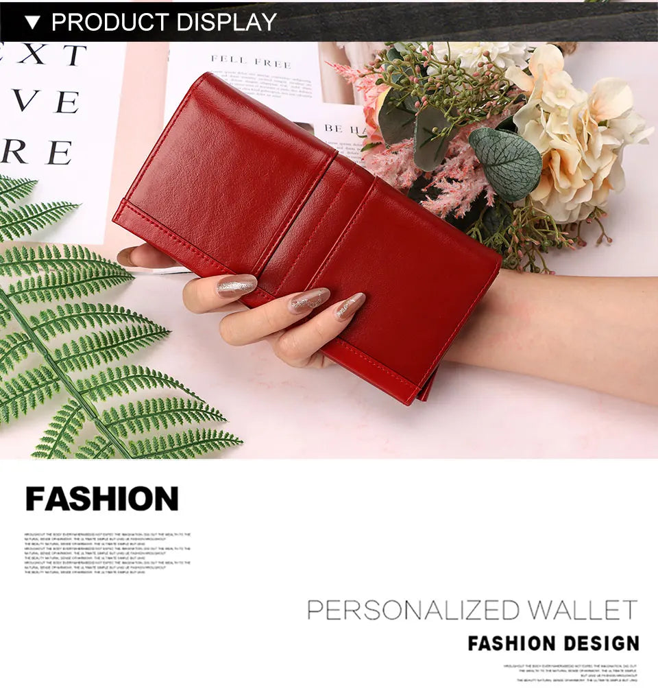 Women's Genuine Leather Clutch Wallet – RFID Blocking Phone Purse with Zipper Pocket