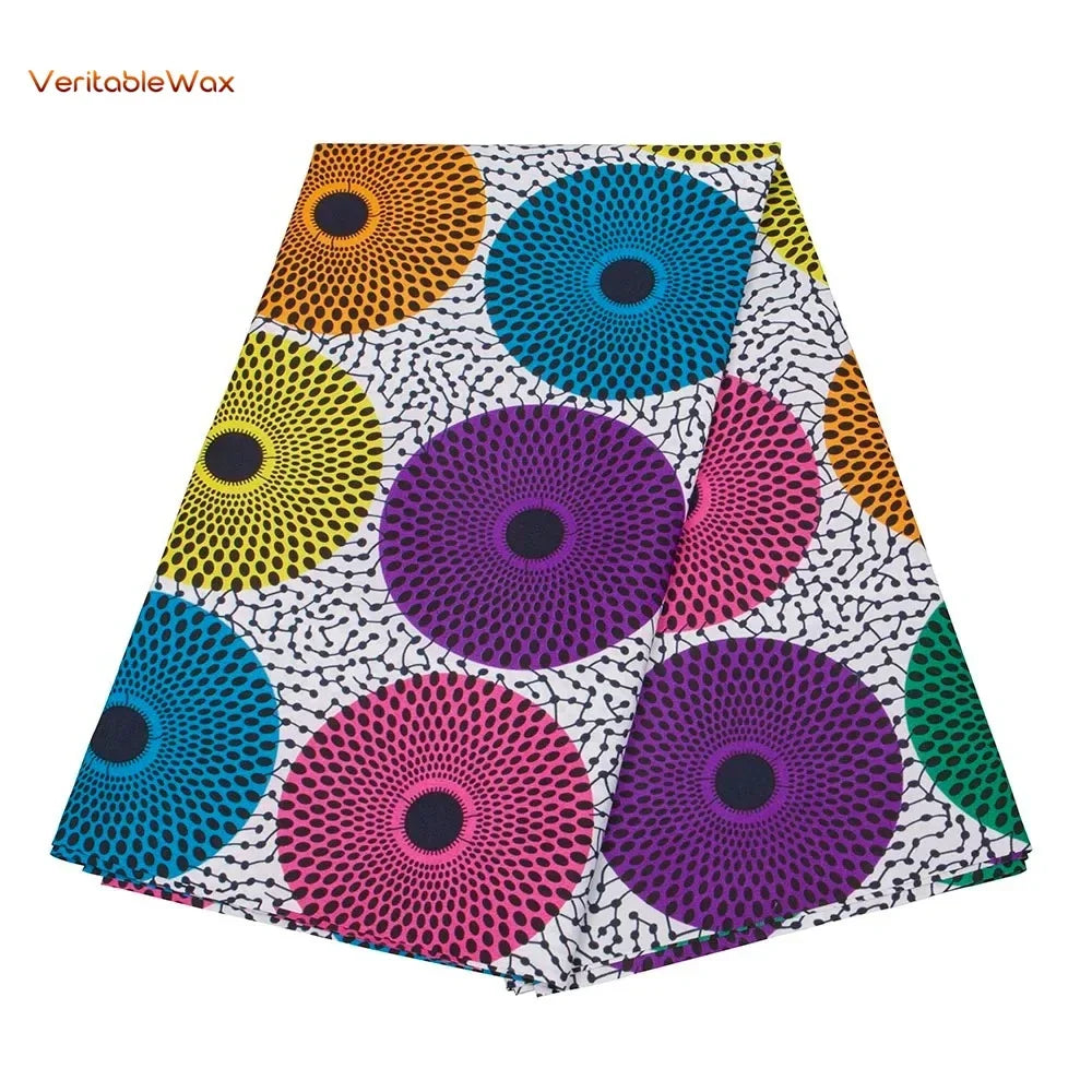 African Ankara Double Print Batik Fabric - Real Wax Patchwork Textile for DIY Sewing, Wedding Dresses & Crafts