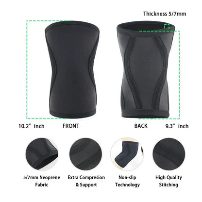 7mm Squat Knee Sleeves – Neoprene Compression Support for Men & Women, Gym, CrossFit, and Weightlifting Knee Protection