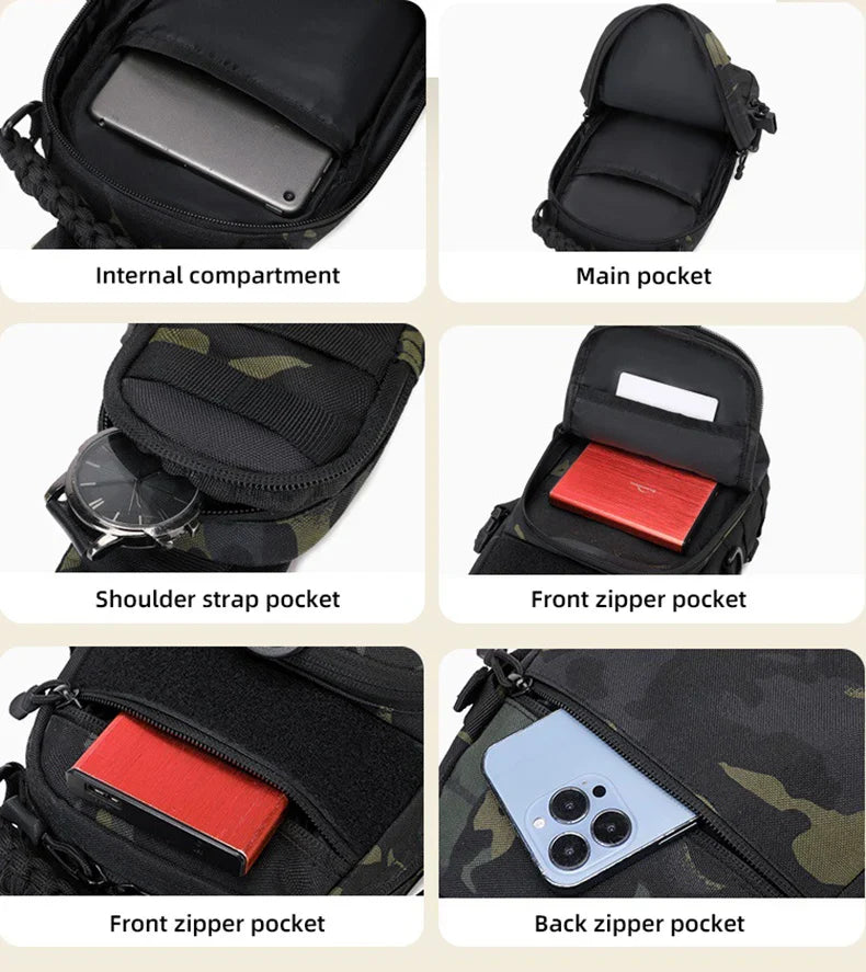 Men’s Tactical Camping Chest Bag – Outdoor MOLLE Sling Shoulder Pack for Hiking, Cycling, Fishing & Climbing