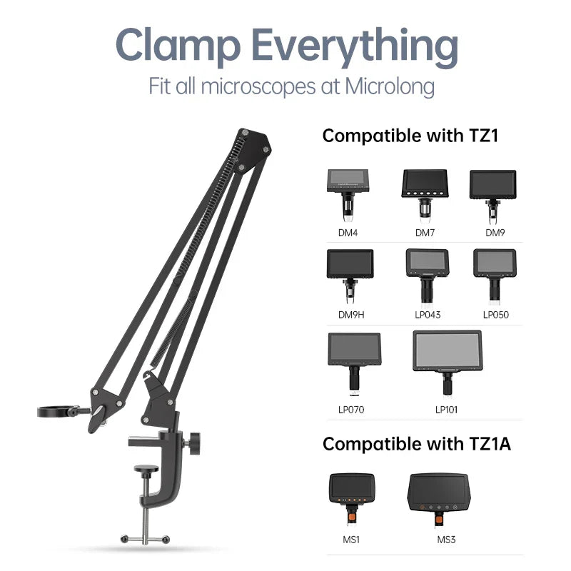 RIEVBCAU Flexible Microscope Arm Stand – Adjustable Metal Bracket, Coin Microscope Mount for DM4, DM7, DM9, MS1, MS3