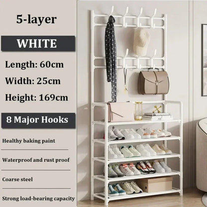 Multi-Layer Shoe Rack Organizer - DIY Clothes Storage, Load-Bearing Household Organizer, Multifunctional Hat Hanger for Shoes