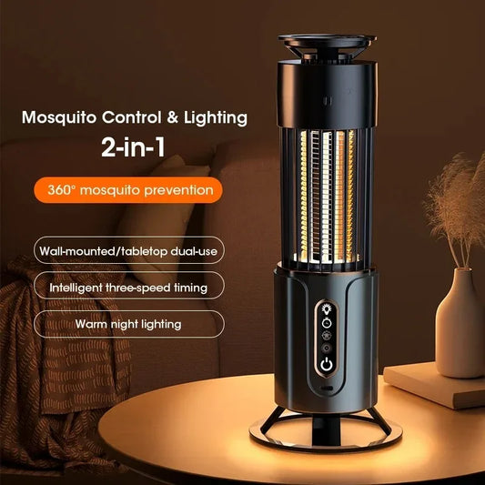 2-in-1 Mosquito Killer Lamp - Rechargeable Electronic Bug Zapper with 3-Level Timer Mode