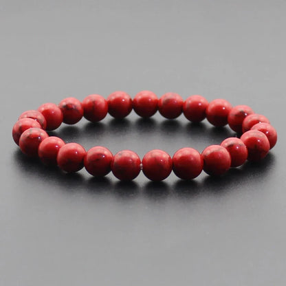 8mm Natural Stone Beaded Bracelet - Black Onyx Lava Tiger Eye Agate Quartz Chakra Yoga Energy Jewelry for Men & Women