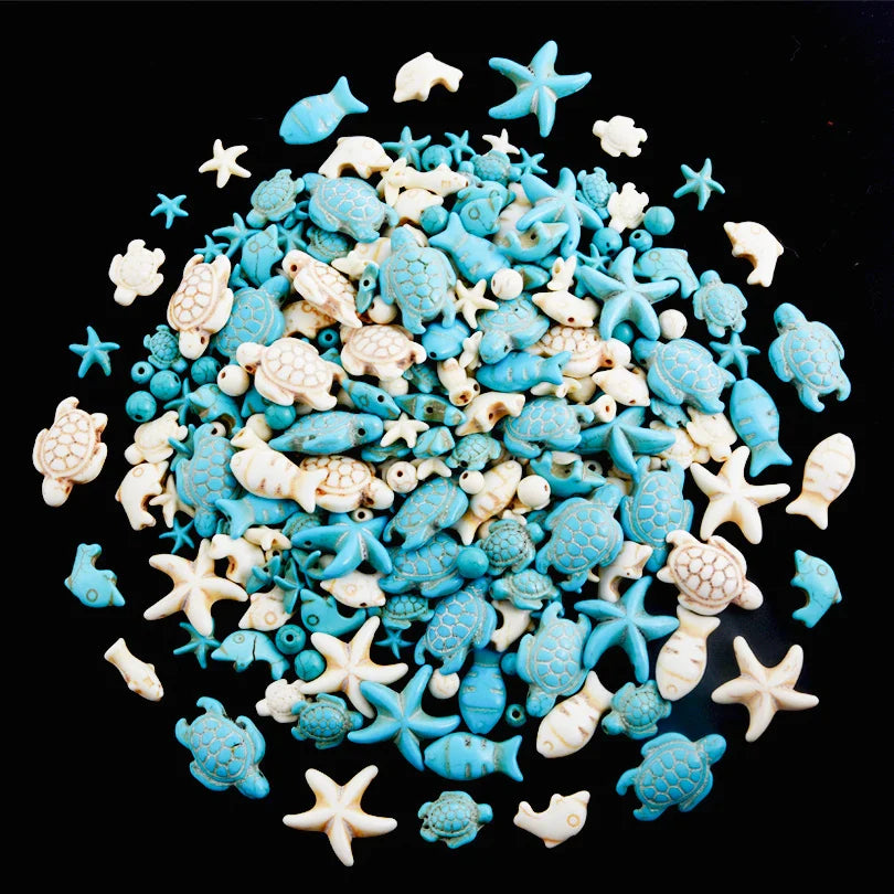 10/20/30PCS Colorful Ceramic Animal Beads – 2mm Hole Clownfish, Turtle, Star & Conch Shell for DIY Jewelry, Bracelets & Crafts
