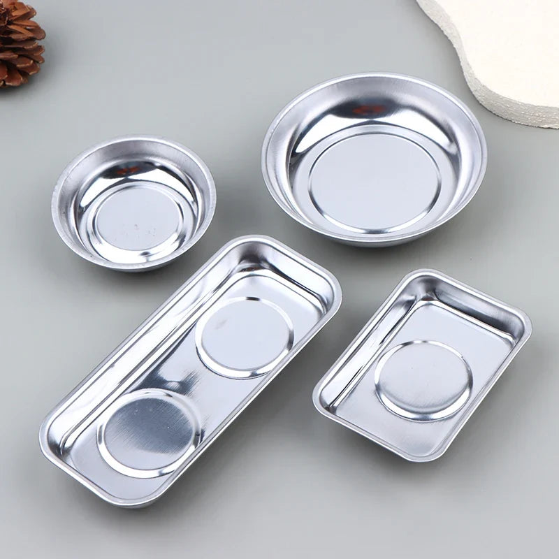 Stainless Steel Magnetic Parts Tray - 4 Inch & 6 Inch Bowl Organizer for Bolts Nuts Screws Hardware Storage Home Office