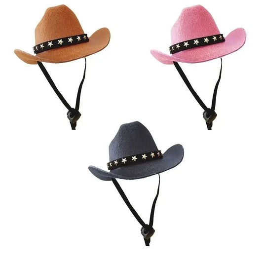 Adjustable Pet Cowboy Hat - Funny Outdoor Summer Dog & Cat Headwear Accessory