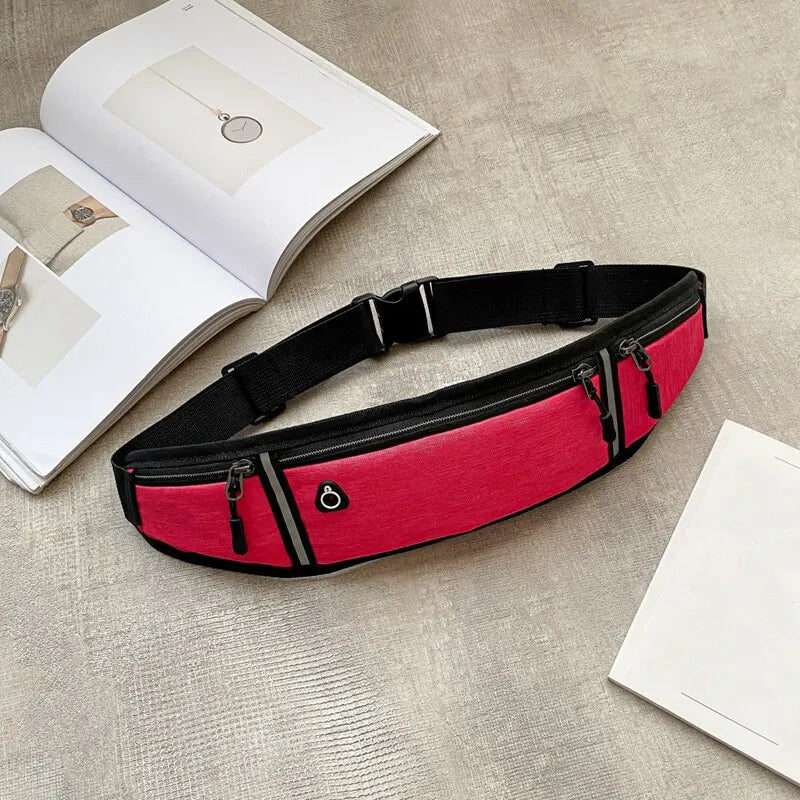 Waterproof Reflective Strip Waist Fanny Pack - Lightweight, Adjustable Elastic Straps - Ideal for Gym, Sports, and Running