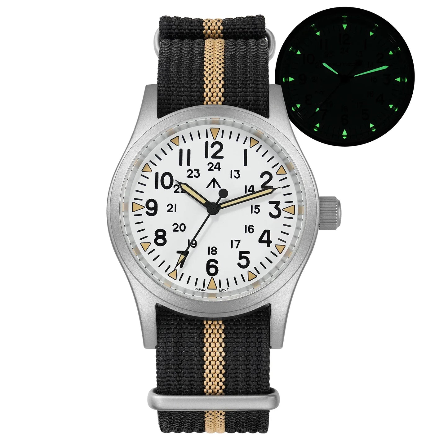 Militado ML05 Vintage Quartz Watch 38mm with VH31 Movement, Domed Sapphire Crystal, AR Coating & Luminous Dial