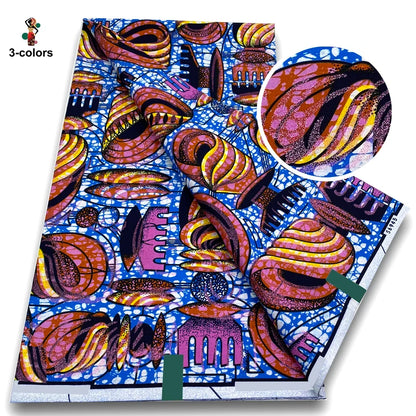 African Golden Wax Fabric - Glitter Gold Print Batik Ankara Pagne Material for Women