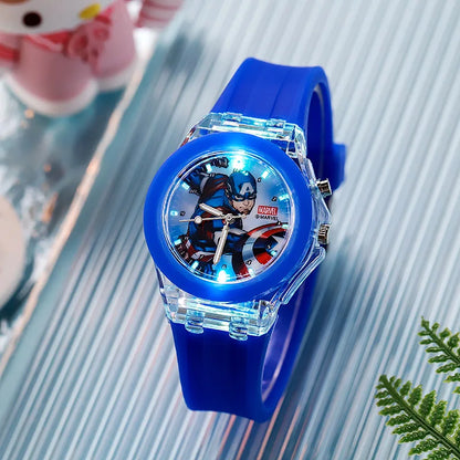Spider-Man Kids Flash Light Watch - Silicone Strap Cartoon Digital Toy Clock Gift for Boys