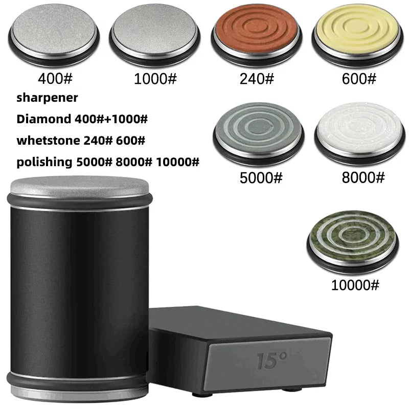 New Rolling Double-Sided Diamond Knife Sharpener – 15° & 20° Magnetic Angle Roller for Kitchen Sharpening