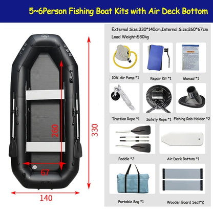 Professional Inflatable Dinghy Raft – Tear-Resistant Foldable Rowing Boat for Adults, Kayak, Canoe & Fishing