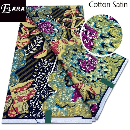 African Real Wax Print Fabric - Grand Original Ankara Blue Cotton Wax Material 6 Yards for Stylish Dresses & Uniforms