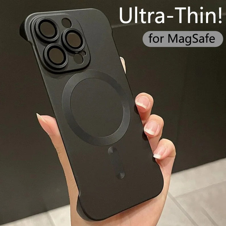 Magnetic Wireless Charging Case for iPhone 15, 14, 13, 12 – MagSafe Compatible, Ultra-Thin Frameless Matte Hard PC Cover, Luxury Design