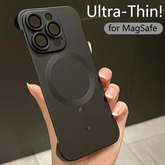 Magnetic Wireless Charging Case for iPhone 15, 14, 13, 12 – MagSafe Compatible, Ultra-Thin Frameless Matte Hard PC Cover, Luxury Design