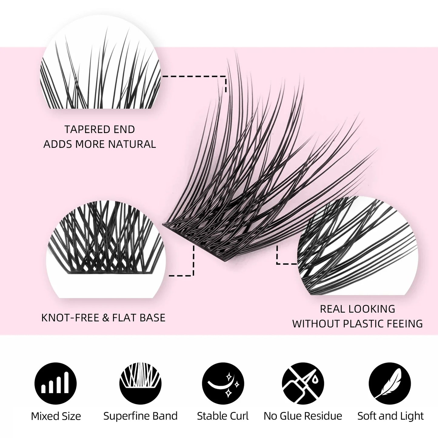 DIY 144 Cluster Lashes YUANZHIJIE – Natural C/D Curl Segmented Mink Individual Eyelash Extensions Kit for Home Makeup & Professional Volume Look (Free Shipping)