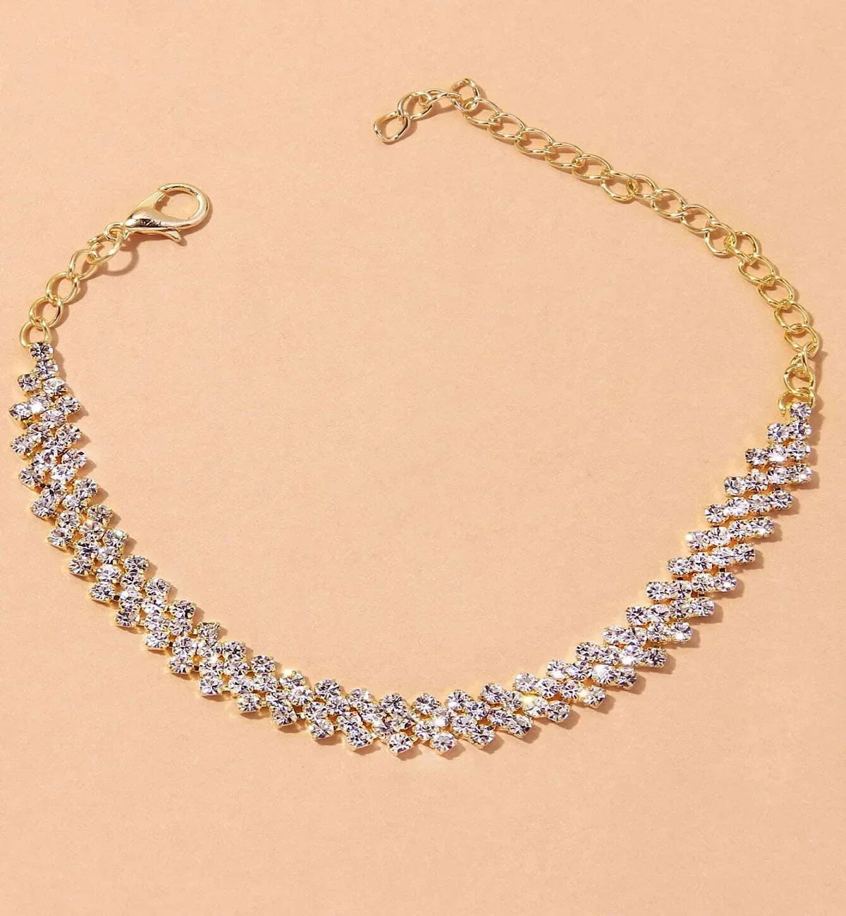Women's Premium Copper Inlaid Water Diamond Love Foot Chain Bracelet – Fashion Wedding Party Jewelry Accessories