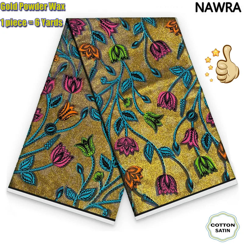 2026 African Grand Golden Wax Fabric - Soft Pink Flash Gold Ankara Batik Pagne