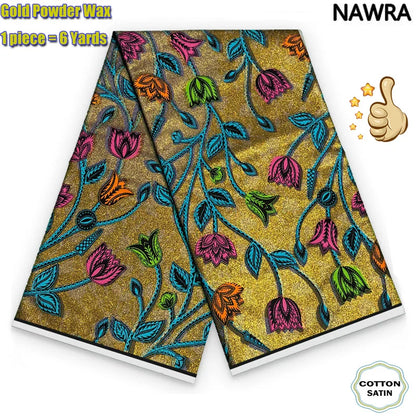 2026 African Grand Golden Wax Fabric - Soft Pink Flash Gold Ankara Batik Pagne