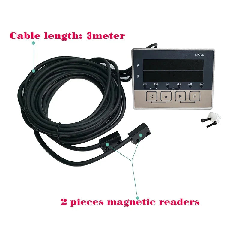 LP20E 2-Axis Digital DRO – Magnetic Sensor Tape Displacement Readout Scale for CNC Lathe & Woodworking Machines