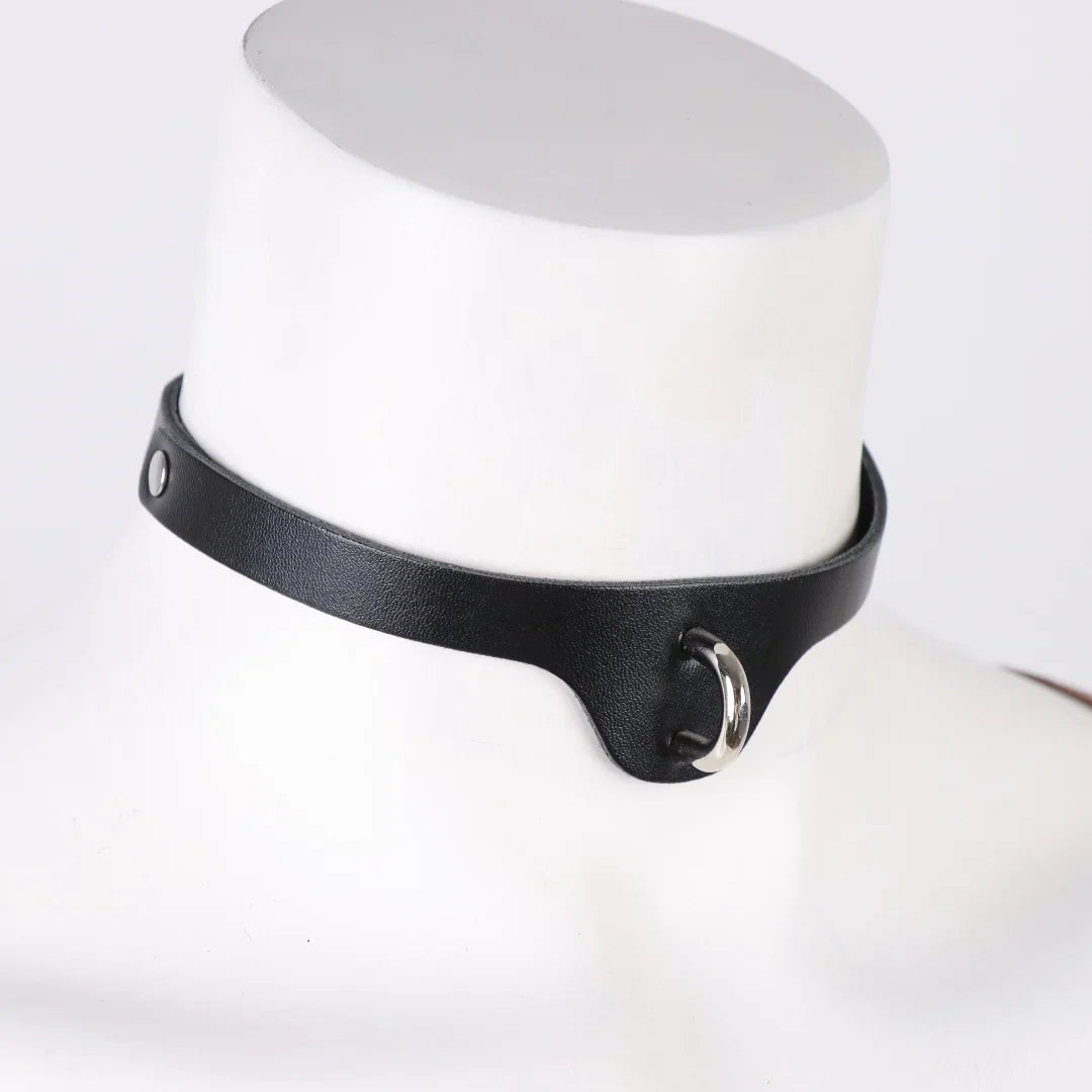UYEE Harajuku PU Leather Punk Choker Necklace – Gothic Y2K Style Adjustable Collar Belt Pendant Jewelry for Men & Women