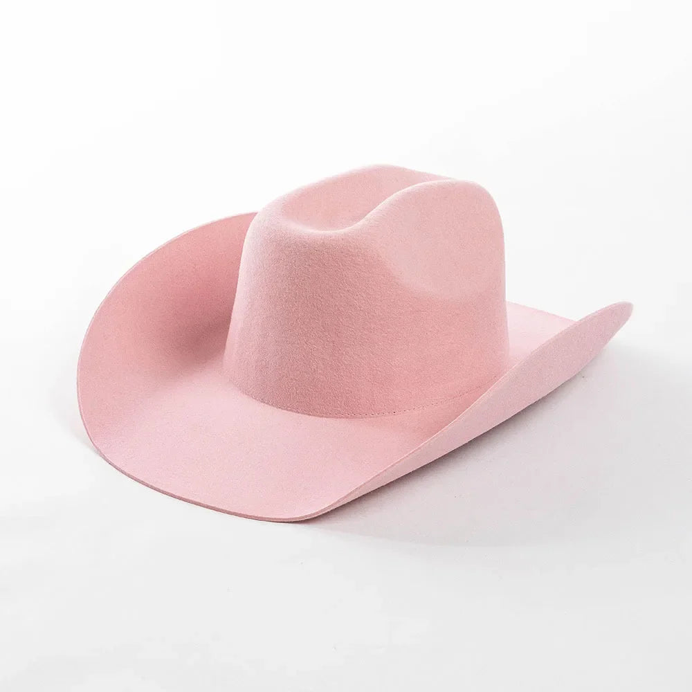 100% Wool Western Cowboy Hat – Casual Felt Cowgirl Hat for Men & Women, Autumn & Winter Outdoor Sunshade Fedoras Top Hat