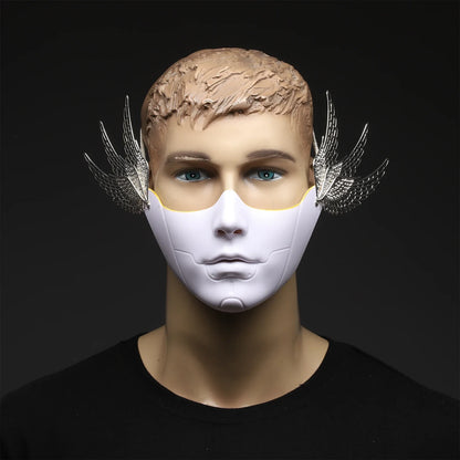 Cyberpunk Mechanical Half Face Mask — Technological Wings Mask for Men & Women, Halloween, Carnival, Dress-Up Props