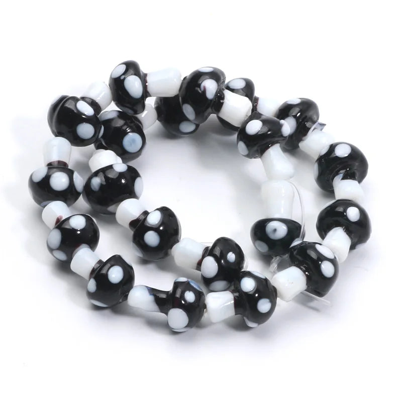 20pcs Lampwork Glass Mushroom Beads - Colorful Loose Beads for DIY Jewelry Making, Handmade Crafts & Accessories