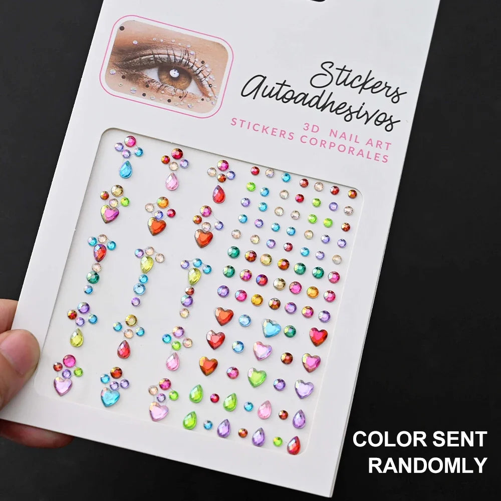 5D Face Diamond Gem Stickers - Colorful Rhinestone Body Makeup Tattoo for Festival, Nail Art & DIY Bling Style