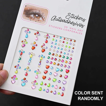 5D Face Diamond Gem Stickers - Colorful Rhinestone Body Makeup Tattoo for Festival, Nail Art & DIY Bling Style